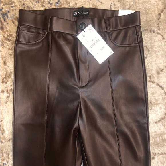 Zara brown leather leggings! - Picture 2 of 3